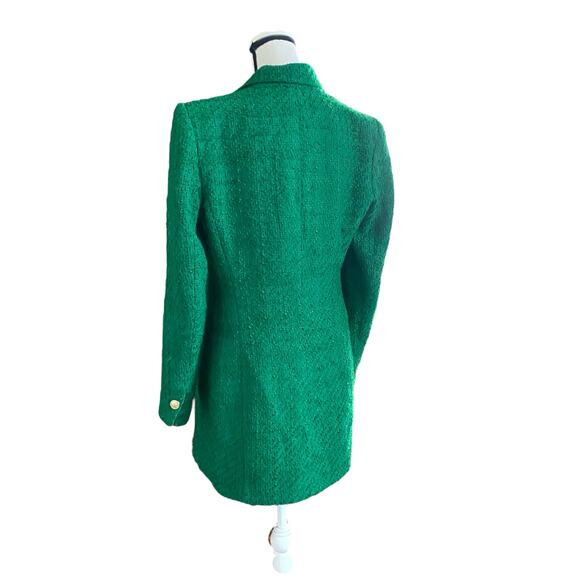 Zara Boucle Tweed Blazer Jacket Fits Sz S/M Green Notched Collar Single Button - Picture 5 of 12